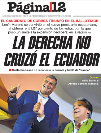 la derecha no cruzó el ecuador