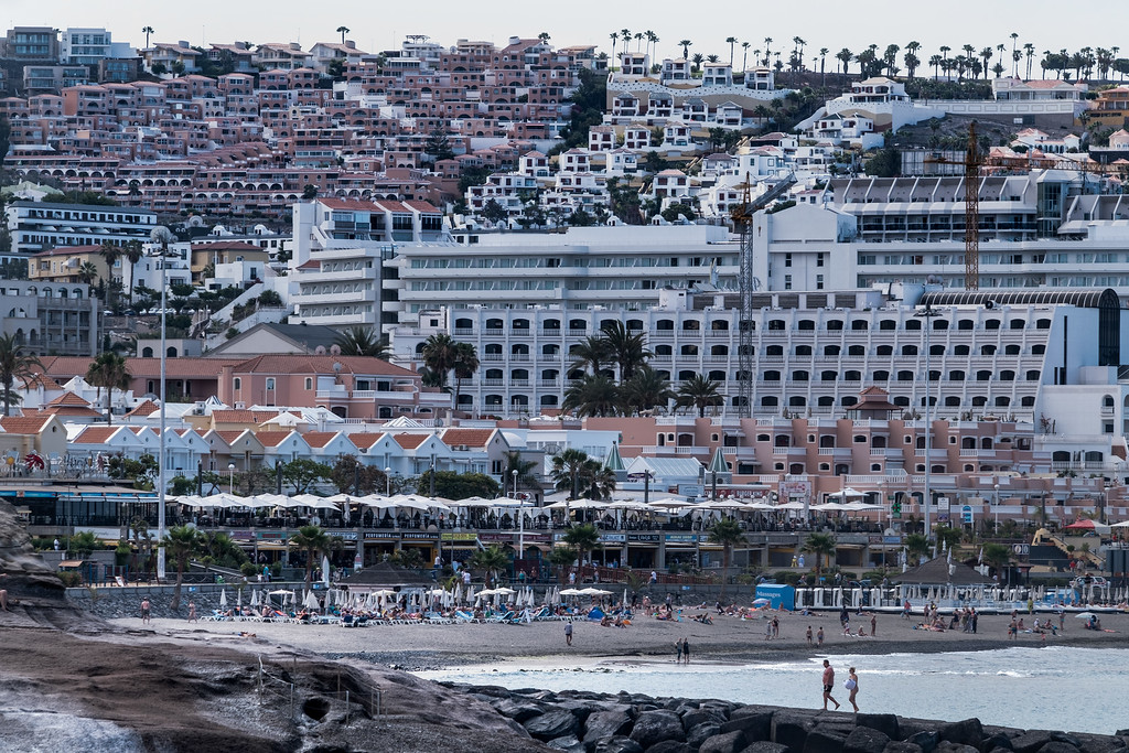 09/05/2018. Playa del Beril, Tenerife, Islas Canarias, España. Erosión, urbanización en el dominio público marítimo. Las 8 zonas erosionadas de Tenerife se sitúan en las laderas meridionales de la isla. Una zona, ladera arriba del núcleo de Costa Adeje-El Beril, una alargada colina de más de 1 km y medio y 46 has, llega casi al mar, de la que solo le separa el citado casco urbano, que está construido en contacto con esta zona. No parece que sea la zona más adecuada para dicha construcción, por cuanto además ocupa la mayor parte de la servidumbre de protección del DPMT en este punto. ©Greenpeace/Pedro Armestre  ©Greenpeace Handout/ Pedro Armestre - No sales - No Archives - Editorial Use Only - Free use only for 14 days after release. Photo provided by GREENPEACE, distributed handout photo to be used only to illustrate news reporting or commentary on the facts or events depicted in this image.