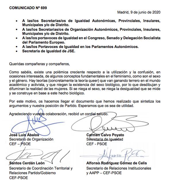 comunicado psoe tranfobo