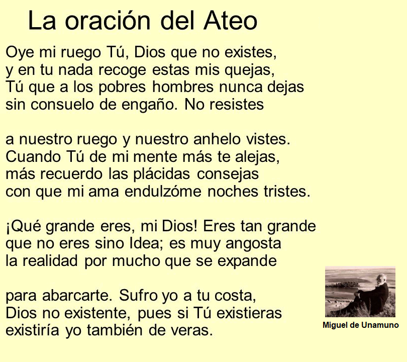 ORACIÓN DEL ATEO UNAMUNO
