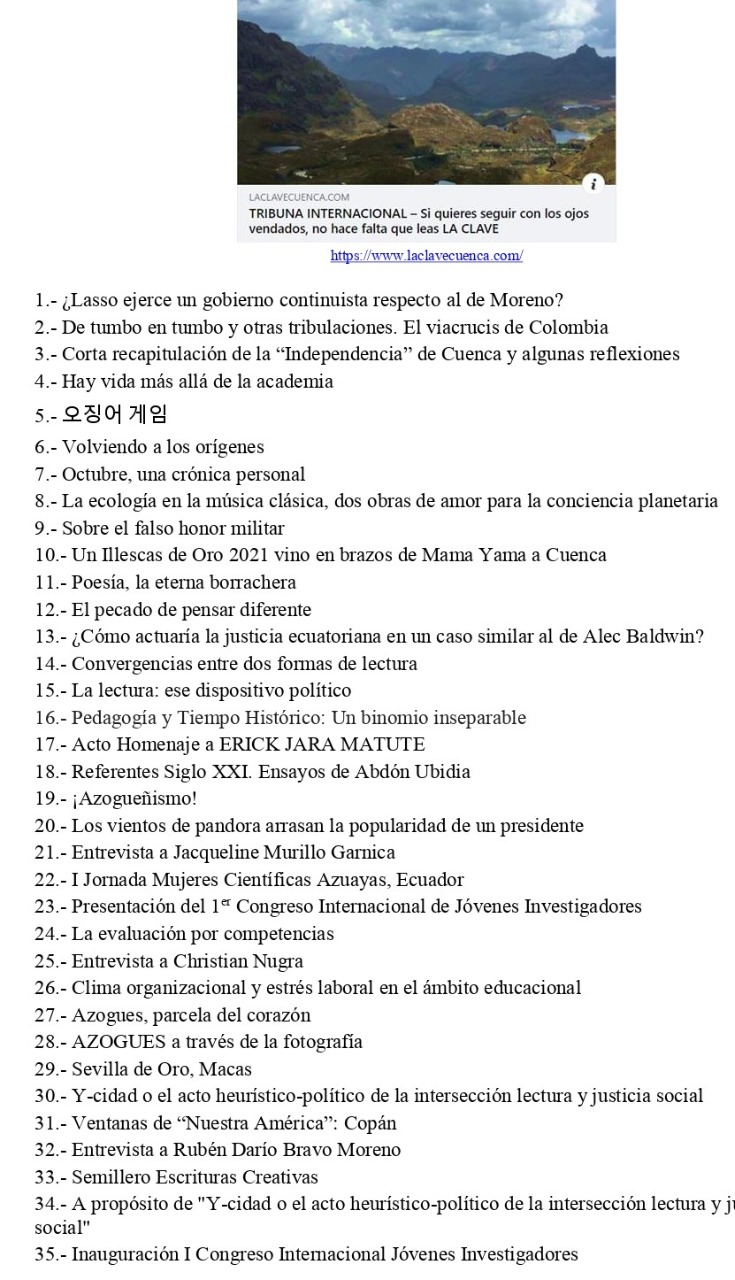 CONTENIDOS DE LA CLAVE CUENCA