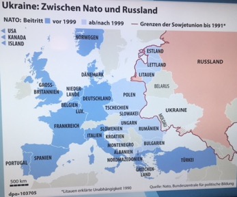 Mapa indicando la viejas y nuevas fronteras de la OTAN y Rusia
