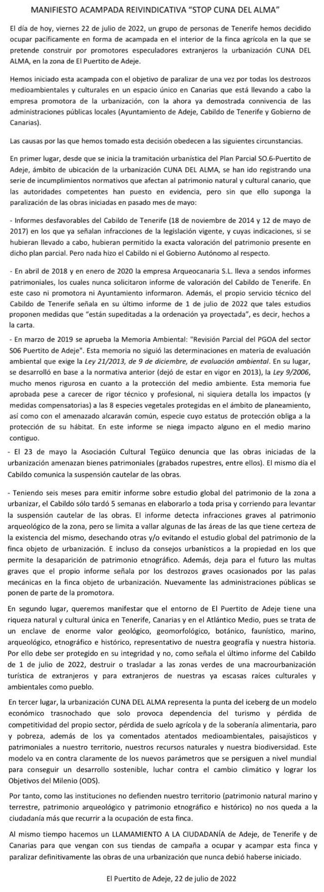 CUNA DEL ALMA MANIFIESTO