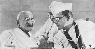 Gandhi y Chandra Bose en 1938