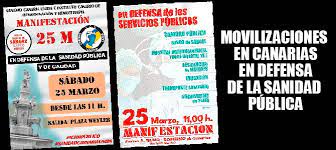 Convocatorias para manifestaciones por la Sanidad Pública en Canarias, 25 marzo