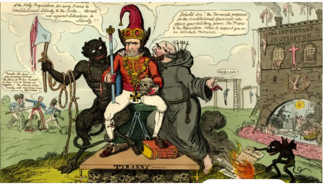 Fernando VII, "La maldición de España", George Cruikshank. ca. 1820, British Museum