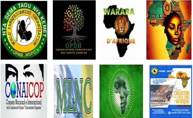 PANAFRICANISTAS OPAM, Organización Panafricanista Mundial.
OPDH, Observatorio Panafricanista de los Derechos Humanos.
Waraba D’Afrique.
MPA, Movimiento Patriótico Africano.
CONAICOP, Consejo Nacional e Internacional de la Comunicación Popular, Comandante Supremo.
MLNC, Movimiento de Liberación Nacional Canario.
NOA, Nuevo Orden Africano.
EUA, Estados Unidos de África (9º Congreso Panafricanista)