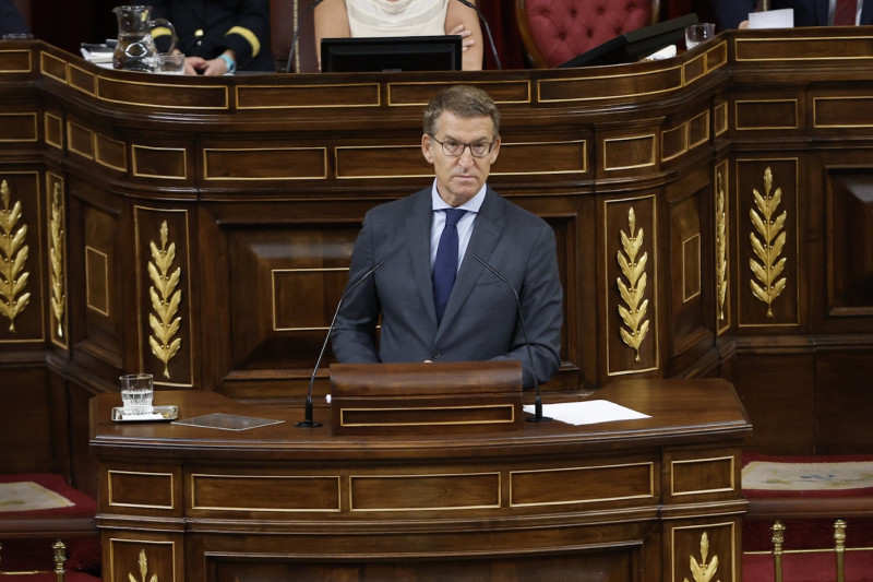 Alberto Núñez Feijóo, interviene durante la segunda sesión del debate de investidura, del 27 de septiembre. / Congreso de los Diputados