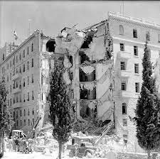 ATENTADO TERRORISTA DEL IRGÚN CONTRA HOTEL REY DAVID (SEDE DE LA COMANDANCIA BRITÁNICA EN JERUSALÉN), 1946, 92 MUERTOS