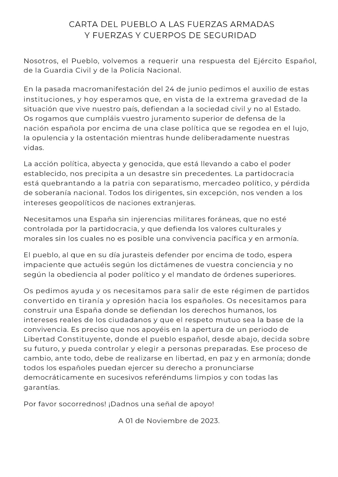 CARTA CUARTELES