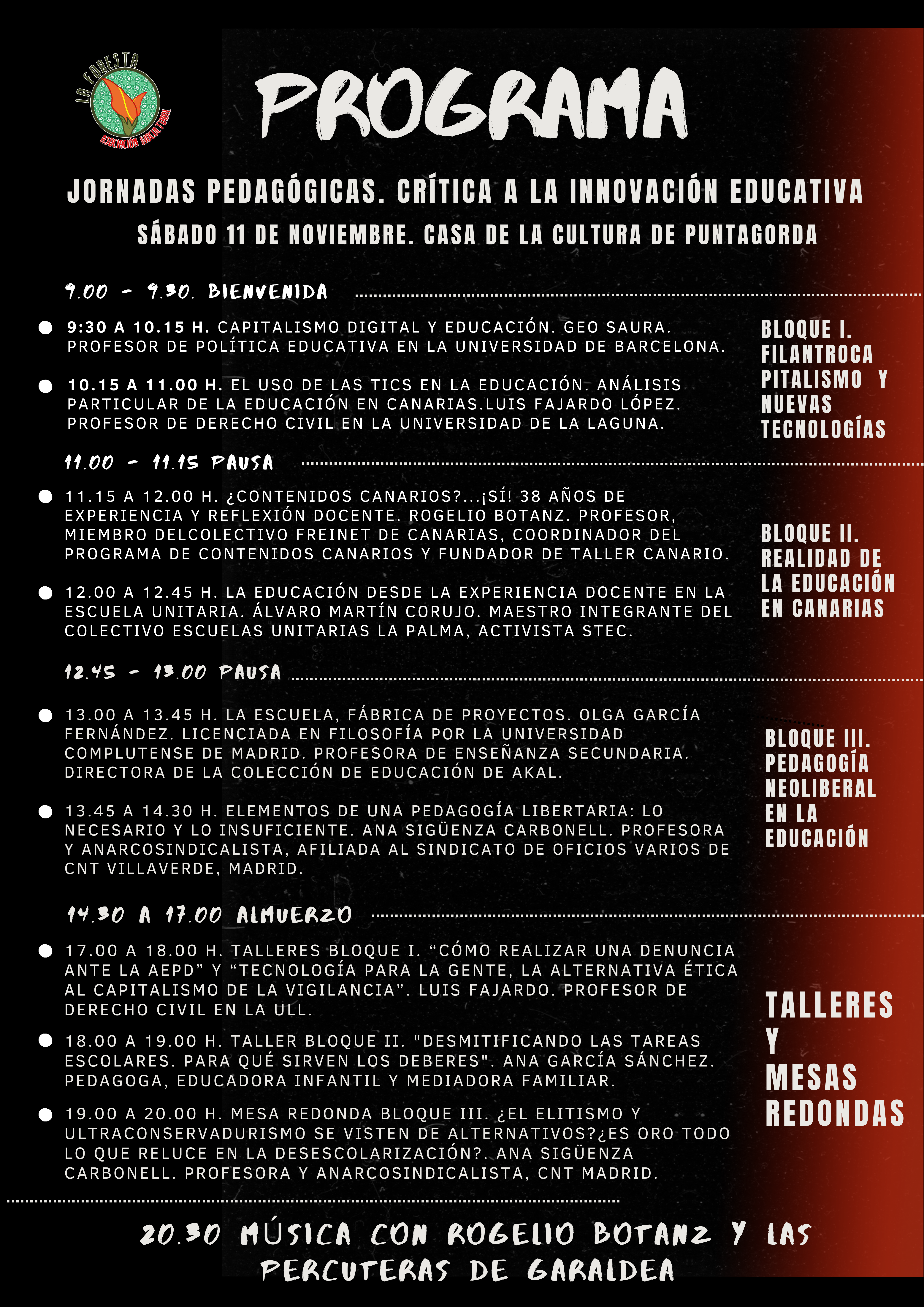 LA FORESTA Programa Jornadas Pedagogicas