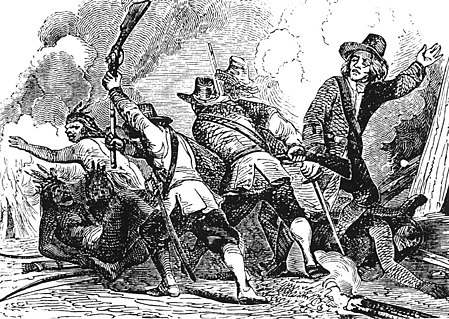 La masacre de los pequot resultó con la esclavización de algunos de los sobrevivientes por parte de los colonos ingleses. - wikipedia