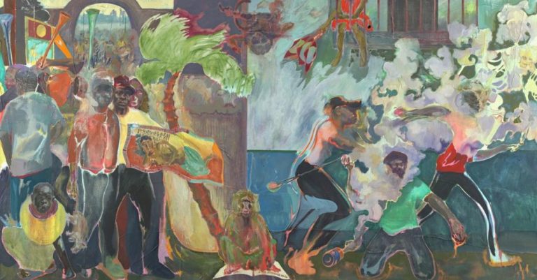 The Promised Land 2019 Michael Armitage born 1984 Purchased with funds provided by Harry and Lana David 2022 http://www.tate.org.uk/art/work/T15848