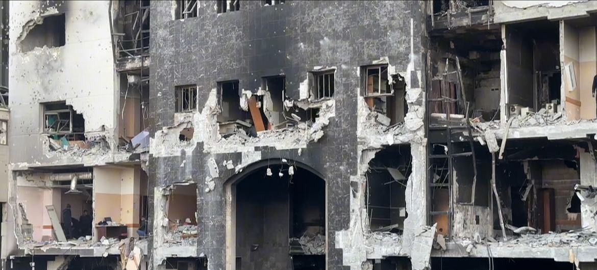 Destrucción del hospital Al-Shifa de Gaza, tras el fin del último asedio israelí. Foto ONU