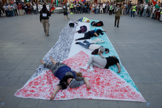 PALESTINA Cientos de personas se concentran en la plaza del Ayuntamiento de València convocados por la Comunidad Palestina local y la Plataforma València Amb Palestina para protestar contra la agresión israelí y advertir de la hambruna que se propaga en Gaza. - EFE/Kai Försterling