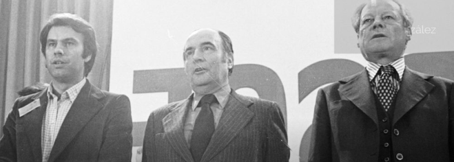 GONZÁLEZ Y MITTERAND CON WILLY BRANDT