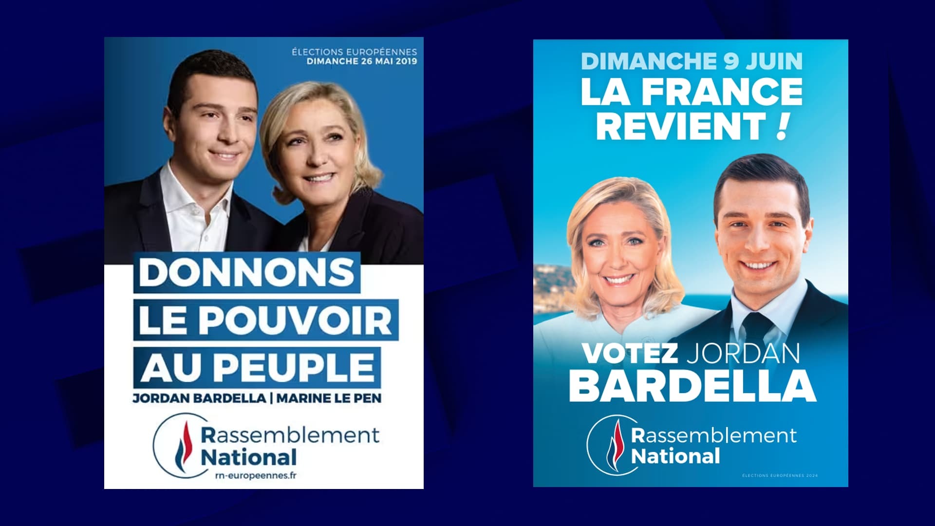 La ultraderechista Marine Le Pen aparece como la gran ganadora de las elcciones europeas en Francia con su candidato de cabeza y sobrino Jordan Bardella