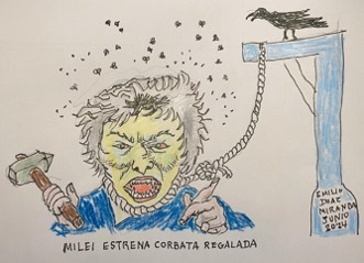 Milei con corbata regalada