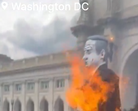 QUEMAN FIGURA DE NETANYAHU CAPITOLIO USA JULIO 24