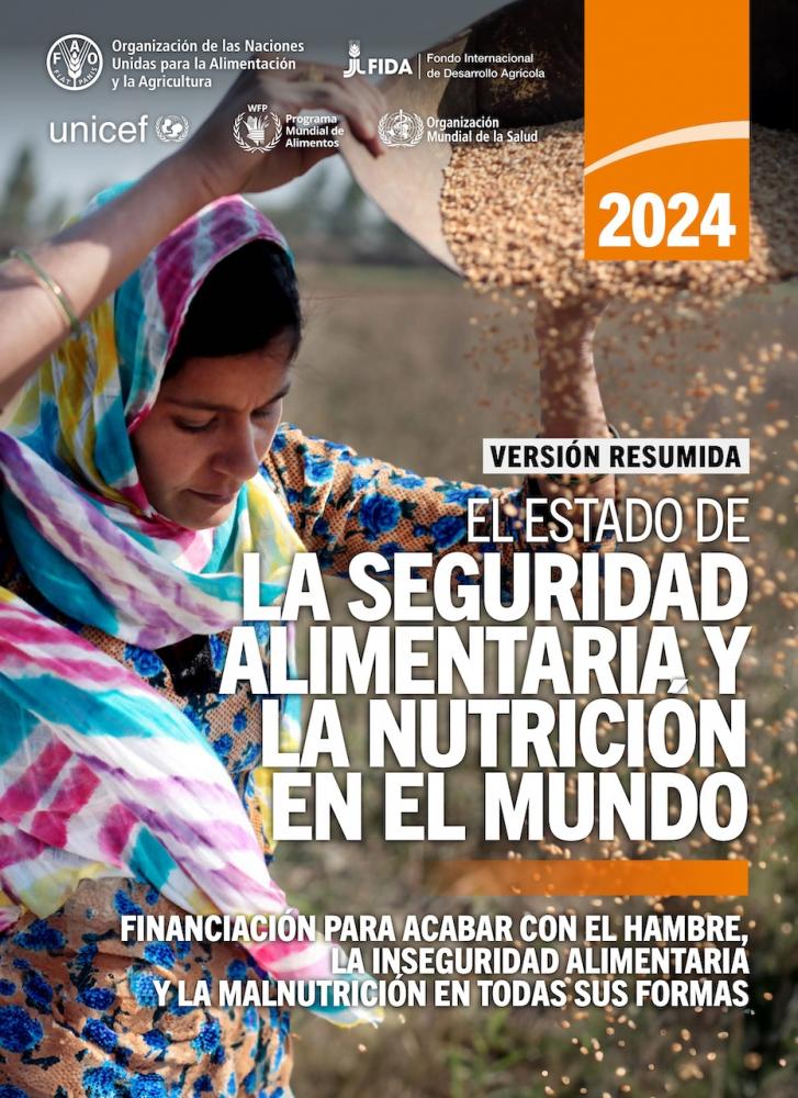 Portada del informe SOFI 2024 sobre el hambre en el mundo_ Afiche ONU