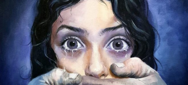 Detalle del trabajo artístico de Noorulhuda Nadheer  sobre violencia sexual contra las mujeres y las niñas_Noorulhuda Nadheer Foto ONU