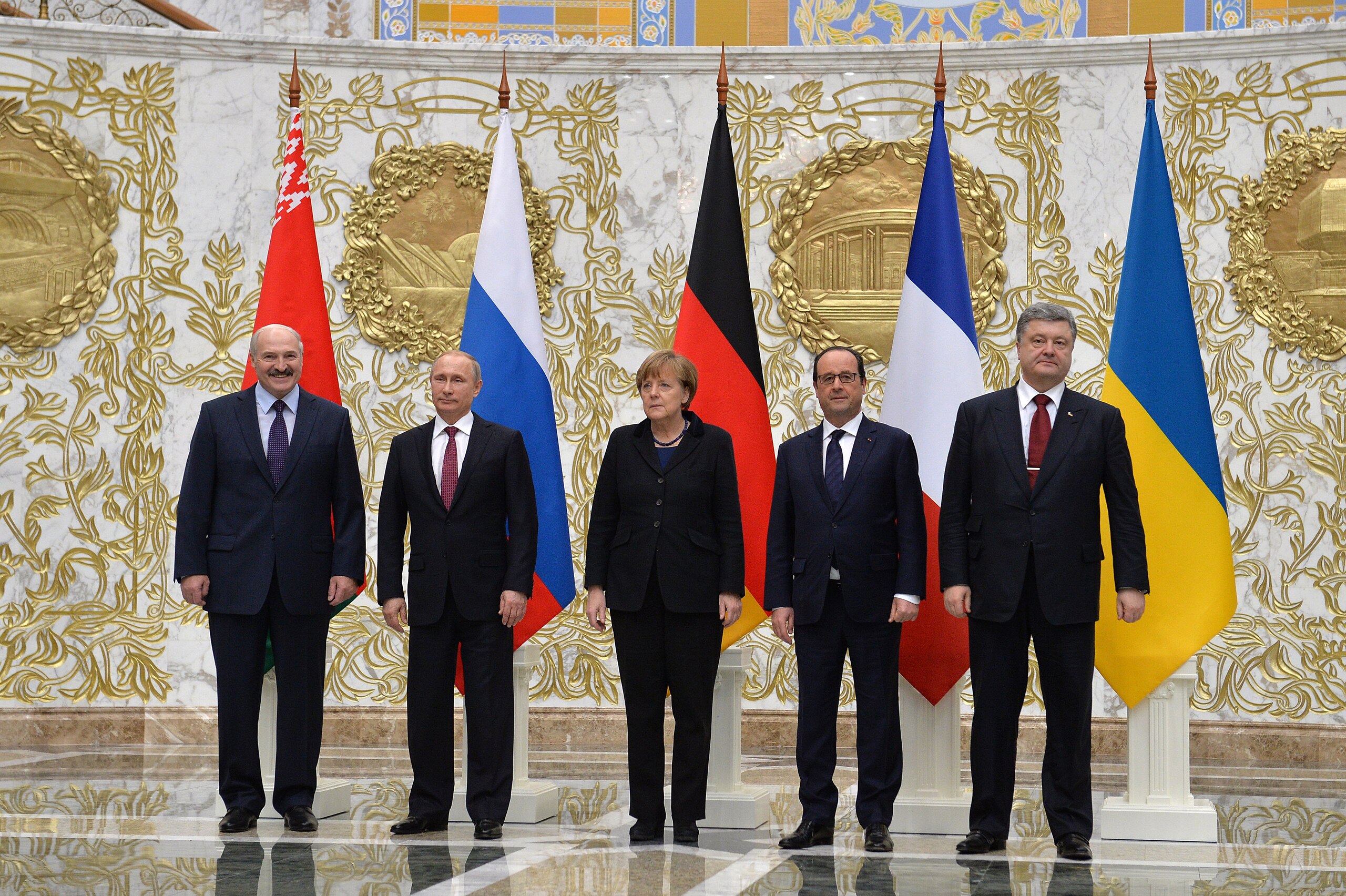 Los líderes de Bielorrusia, Rusia, Alemania, Francia y Ucrania en la cumbre del 11 y 12 de febrero de 2015 en Minsk, Bielorrusia CREATIVE COMMONS