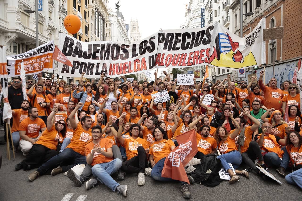 El Sindicato de Inquilinas e Inquilinos es de uno de los actores convocantes a la protesta por la vivienda en España. Foto Sindicato de Inquilinas e Inquilinos