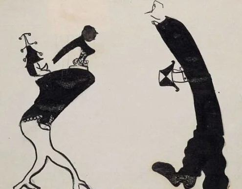 Dibujo de Kafka, Un mendigo y un hombre generoso y elegante