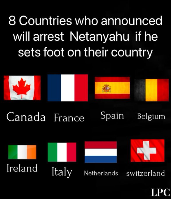 OCHO PAÍSES ANUNCIAN QUE DETENDRAN A NETANYAHU SI PONE LOS PIES EN SU TERRITORIO
