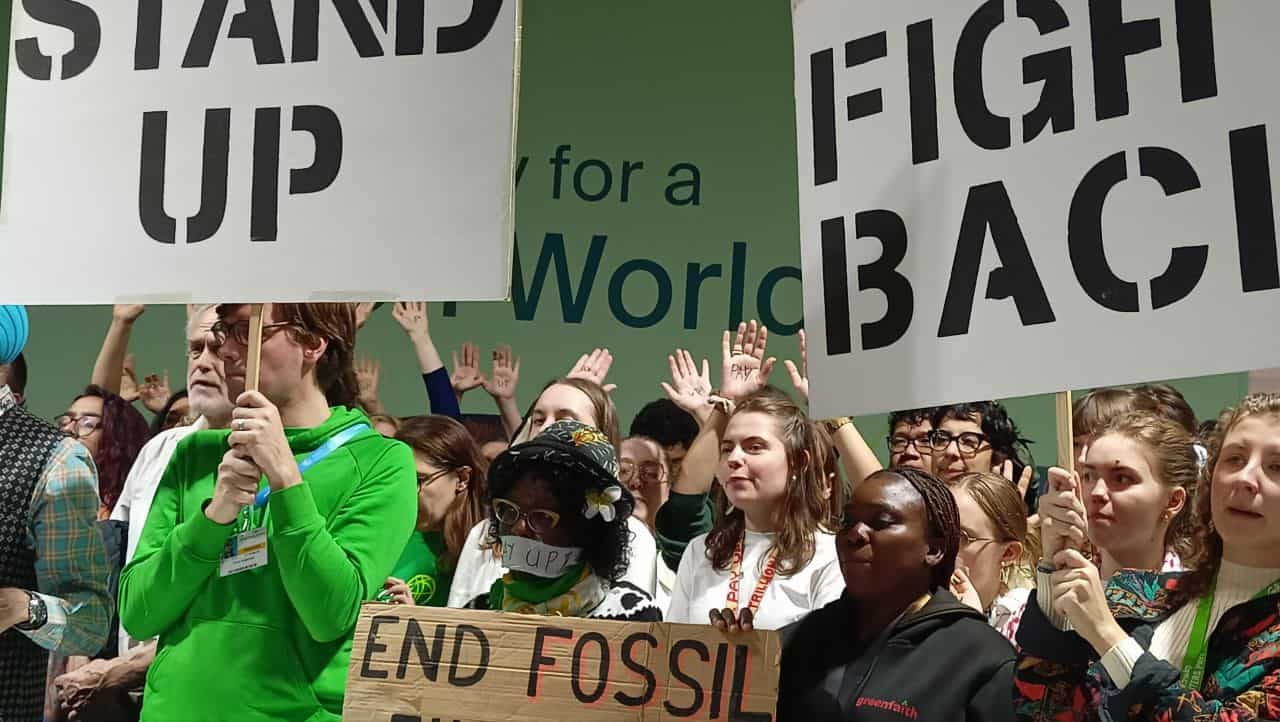 Protesta en el marco de la COP29 de Bakú. Foto Ecologistas en Acción