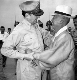 Syngman Rhee + general Douglas MacArthur