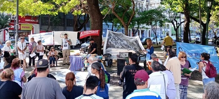 Protesta de la Mesa Ecuménica por la democracia, la vida y el bien común en pleno centro de Buenos Aires para protestar contra la política económica del gobierno Milei. Diciembre 2024 Foto Pagina 12