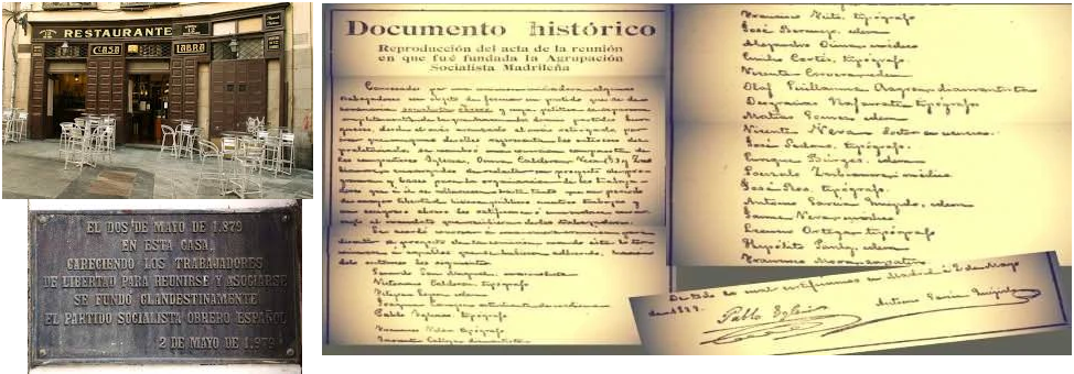 FUNDACIÓN DEL PSOE, PLACA EN CASA LABRA Y DOCUMENTO DE CONSTITUCIÓN