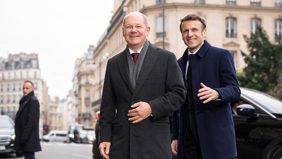 Encuentro en enero 2023 de Olaf Scholz y Emmanuel Macron. Foto Gobierno de Alemania_Kugler