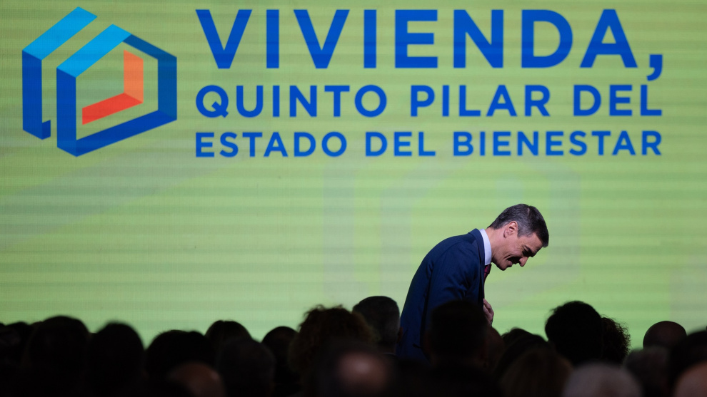 El presidente del Gobierno Pedro Sánchez, tras la clausura el foro en el que presentó sus propuestas para mejorar el acceso a la vivienda.Europa Press/Eduardo Parra