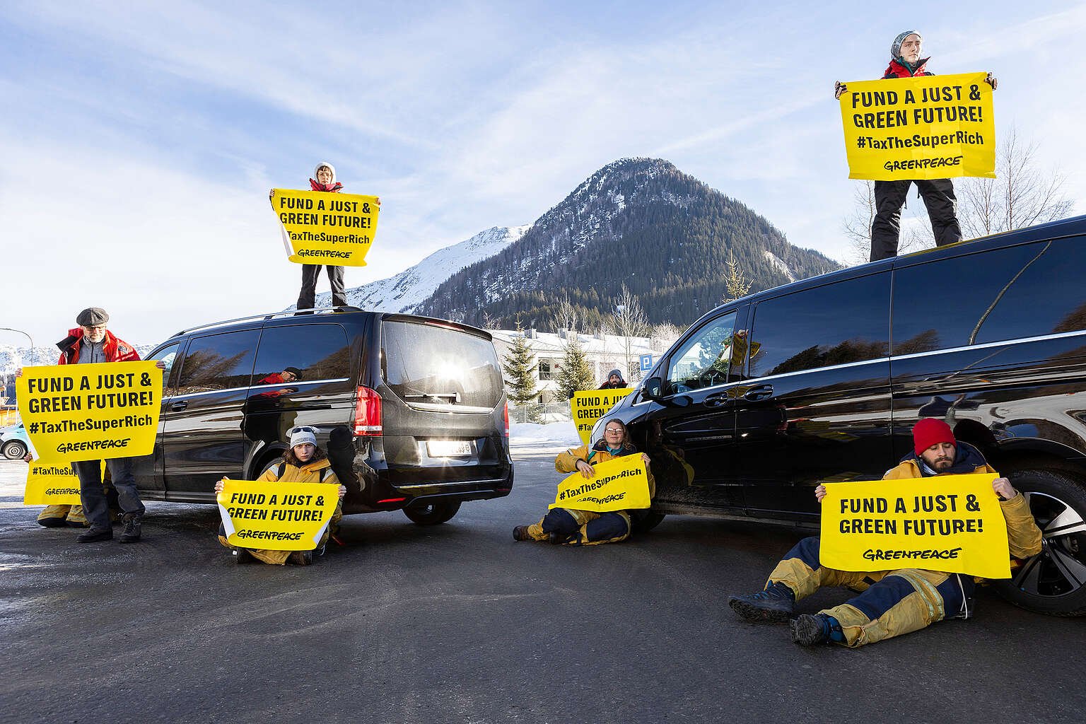 Protesta de militantes ambientalistas contra la 55 edición de Davos. Foto Greenpeace