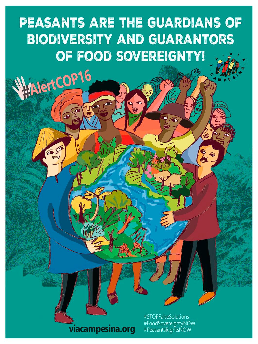 Unidad latinoamericana y caribeña para enfrentar la crisis ambiental y el hambre. Dibujo Vía Campesina