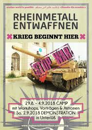 RHEINMETALL "LA GUERRA EMPIEZA AQUÍ" DESARMEN A RHEINMETALL, MANIFESTACIÓN DE 2018