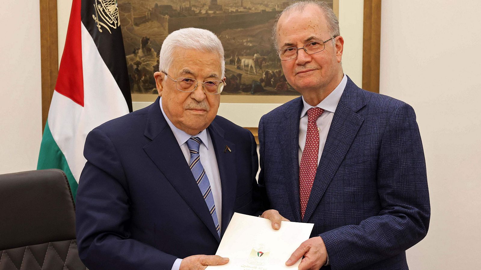 MAHMUD ABÁS Y MOHAMMED MUSTAFA, PRESIDENTE Y PRIMER MINISTRO AUTORIDAD PALESTINA