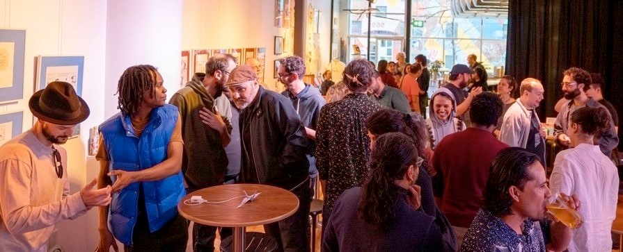 El pasado 24 de abril en una actividad convivial en el local Amalgame de Montreal se presentó la programación del Foro Social Mundial de las Intersecciones. Foto Katalizo