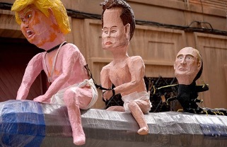 Muñecos caricatura_ Trump, Musk y Putin. 2025