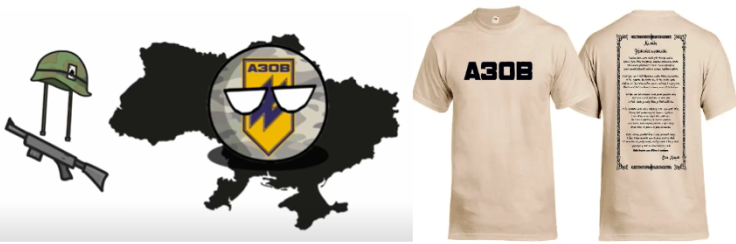 BATALLÓN AZOV, CAMISETAS CON EL LOGO Y LA ORACIÓN DEL NACIONALISTA