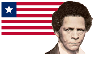 BANDERA DE LIBERIA CON JOSEPH JENKINS ROBERTS, PRIMER PRESIDENTE, LIBERTO  AFROESTADOUNIDENSE
