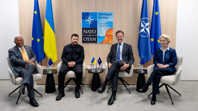 COSTA, RUTTE, VON DER LEYEN, CON ZELENSKI