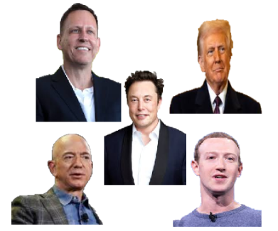 MUSK THIEL ZUCKERBERG TRUMP BEZOS