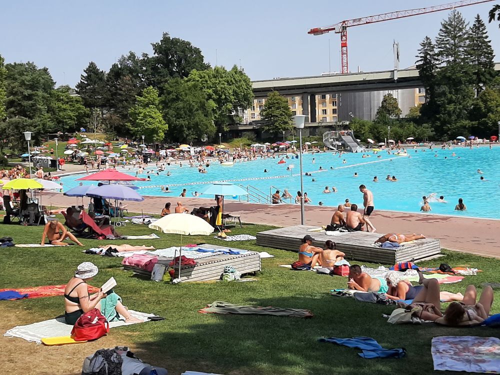 Las piscinas y los balnearios de ríos, lagos y mar, el único oasis para una Europa con temperaturas de fuego. Piscina pública en Berna, el 14 de agosto 2025. Suiza. Foto Sergio Ferrari