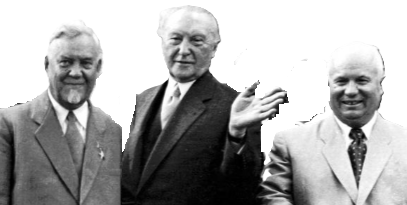 ADENAUER CON BULGANIN Y KRUSCHEV, MOSCÚ, 1955
