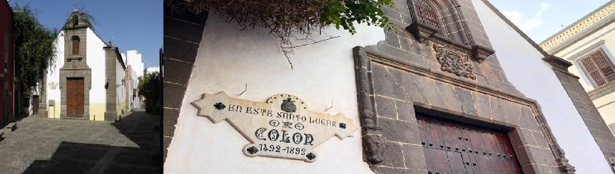 ERMITA DE SAN ANTONIO ABAD, CON LA LÁPIDA QUE DICE "EN ESTE SANTO LUGAR ORÓ COLÓN, 1492-1892"