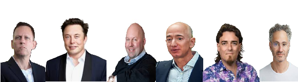 THIEL, MUSK, ANDREESSEN, BEZOS. LUCKY, KARP