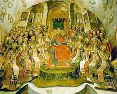 Constantino rodeado de Obispos